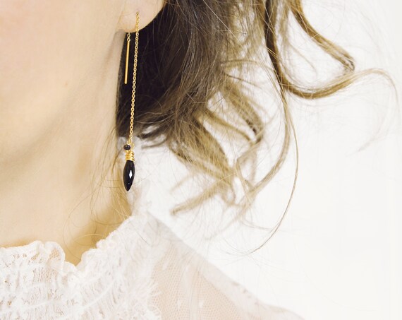 Black Spinel Earrings - Black Diamond Earrings