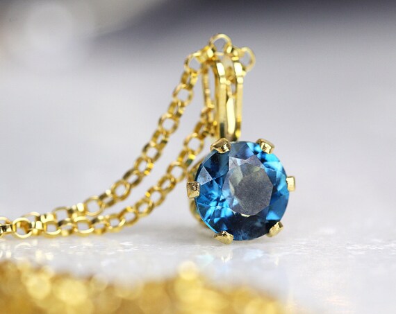 Blue Topaz Necklace Gold or Silver - November December Birthstone Gift
