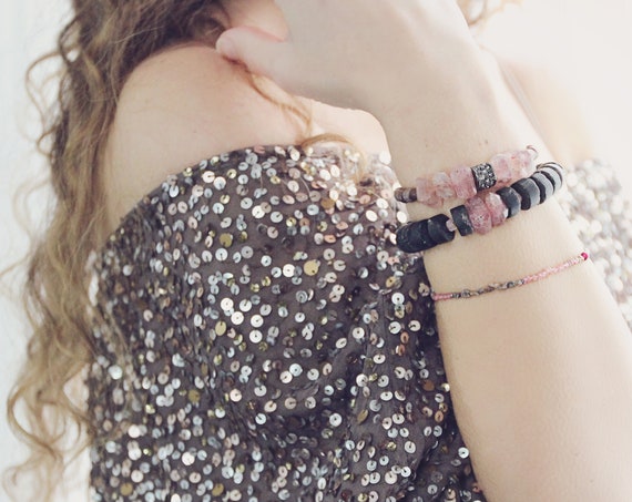Pink Red Diamond Bracelet - Real Raw Diamond Bracelet - April Birthstone Gift