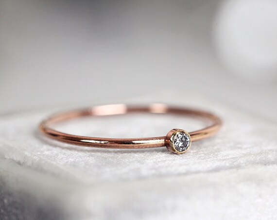 Salt and Pepper Diamond Engagement Ring - Skinny Rose Gold Diamond Ring
