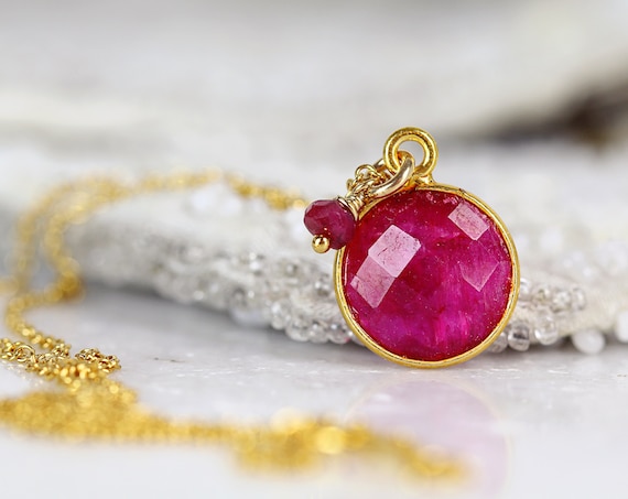 Ruby Necklace - Ruby Pendant Necklace