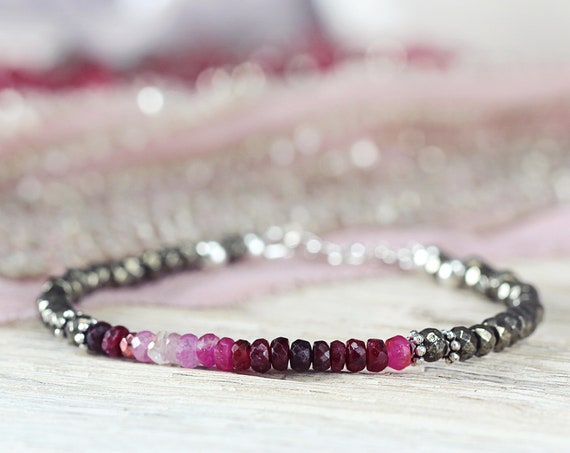 Ombre Ruby Bracelet - July Birthstone Gift For Her