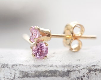 Pink Sapphire Earrings - Pink Sapphire Studs - Fine Jewelry Gift