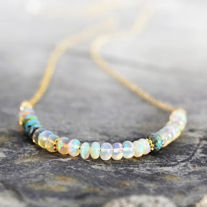 Ethiopian Opal Necklace - Iridescent Gemstone Necklace - October Birthstone Necklace - Fine Jewelry - Gift For Her, Mom, Girlfriend