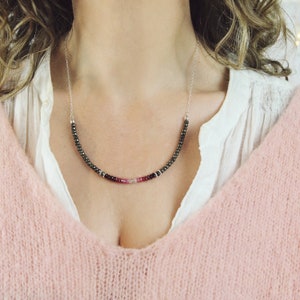 Real Ruby Necklace - Ruby & Pyrite Bead Necklace - Handmade Fine Jewelry - Shaded Gemstone Necklace - Stone For Love and Romance