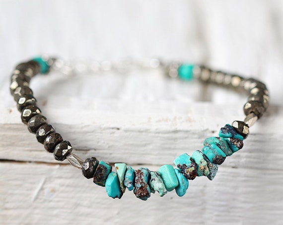 Raw Turquoise Bracelet - December Birthstone Gift For Her