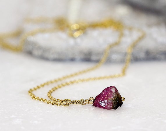 Watermelon Tourmaline Pendant - October Birthstone Necklace
