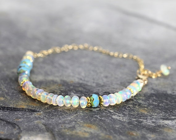 White Opal Bracelet - Fine jewelry Gift For Her