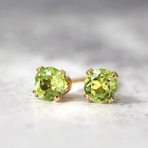 Peridot Earrings - Gold Stud Earrings - Peridot Jewellery - Tiny Earrings - Peridot Stud Earrings - August Birthstone - Green Earrings