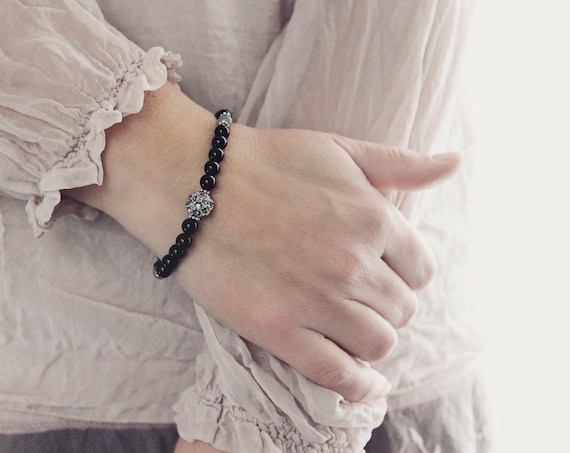 Pave & Black Onyx Bracelet - Black Bracelet