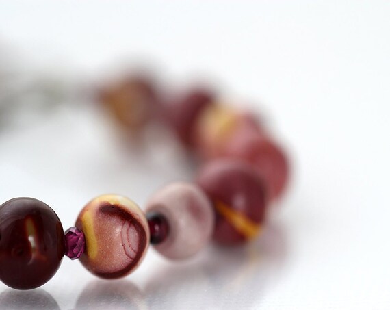 Garnet, Coral & Mookaite Bracelet - Charm Bracelet