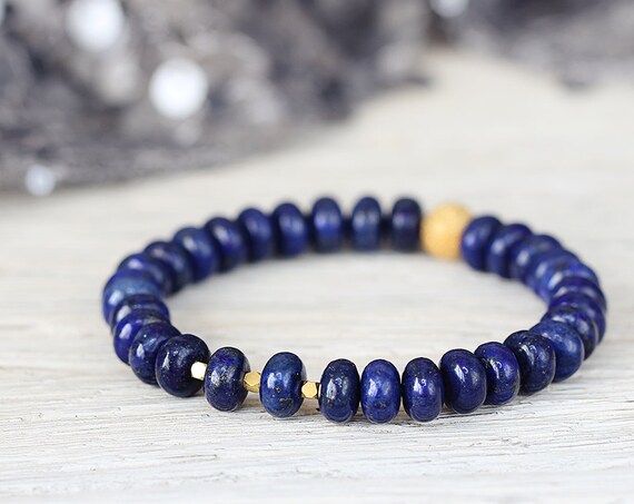 Lapis Lazuli Bracelet - Blue Gemstone Bracelet - Lapis Lazuli Jewellery - Blue Statement Bracelet