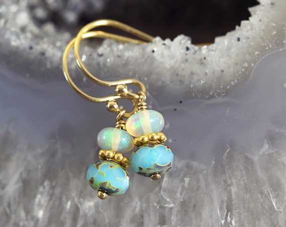 Ethiopian Opal Earrings - Opal Jewellery