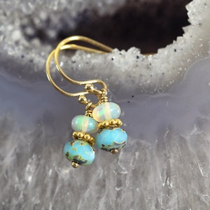 Ethiopian Opal Earrings - Iridescent Earrings - October Birthstone Earrings - Opal Jewelry - Gemstone Drop Earrings