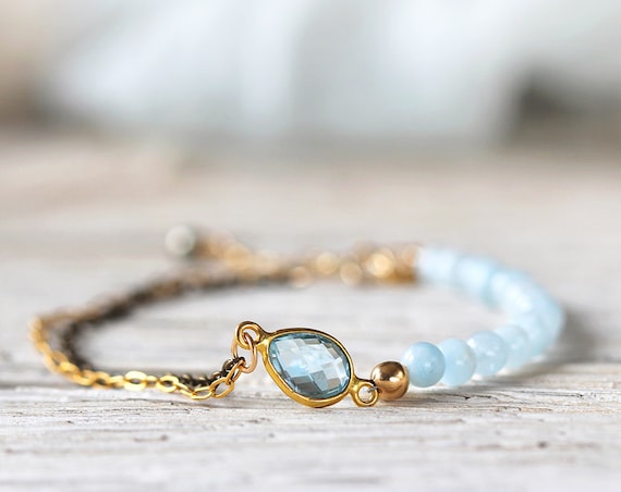 Blue Topaz Bracelet - Dainty Bracelet for Her