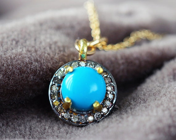 Diamond Pave & Turquoise Necklace