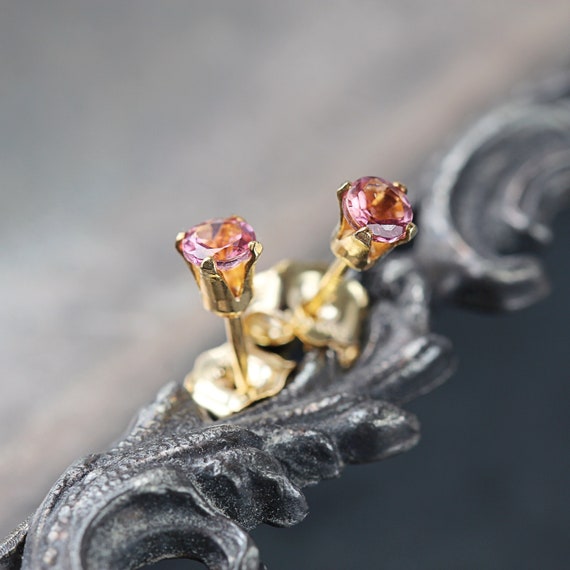 Pink Tourmaline Stud Earrings - Pink Tourmaline Earrings