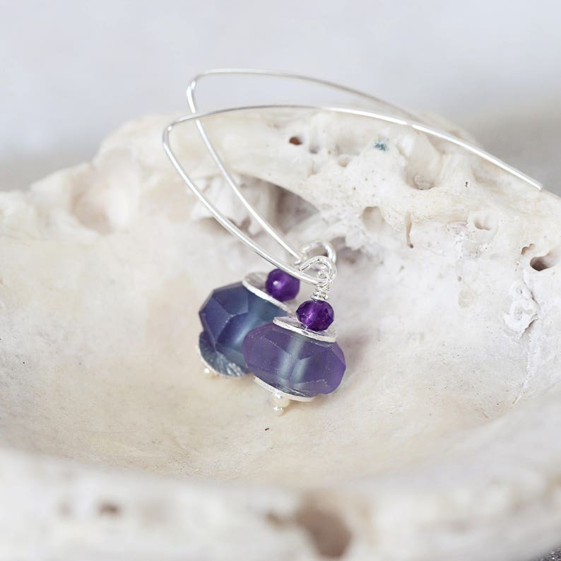 Fluorite Earrings Raw Fluorite Earrings Raw Stone Earrings Silver Stone Earrings Fluorite Jewelry Purple Blue Fluorite Earrings