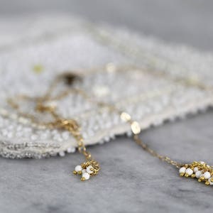 White Wedding Necklace Pearl Bridal Necklace White & Gold Wedding Jewelry Long Necklace White Pearl Necklace Boho Wedding Jewelry image 6