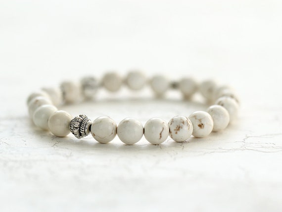 White Turquoise Bracelet - White Stretch Bracelet
