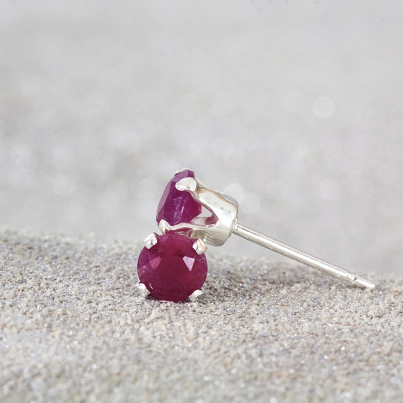 Ruby Earrings - Precious Stone Studs