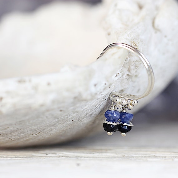 Silver Sapphire Earrings - Precious Stone Earrings