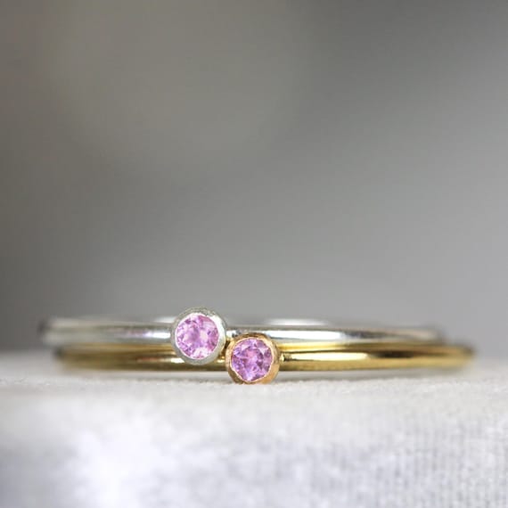 Pink Sapphire Engagement Ring - Sapphire Solitaire Ring Gold or Silver