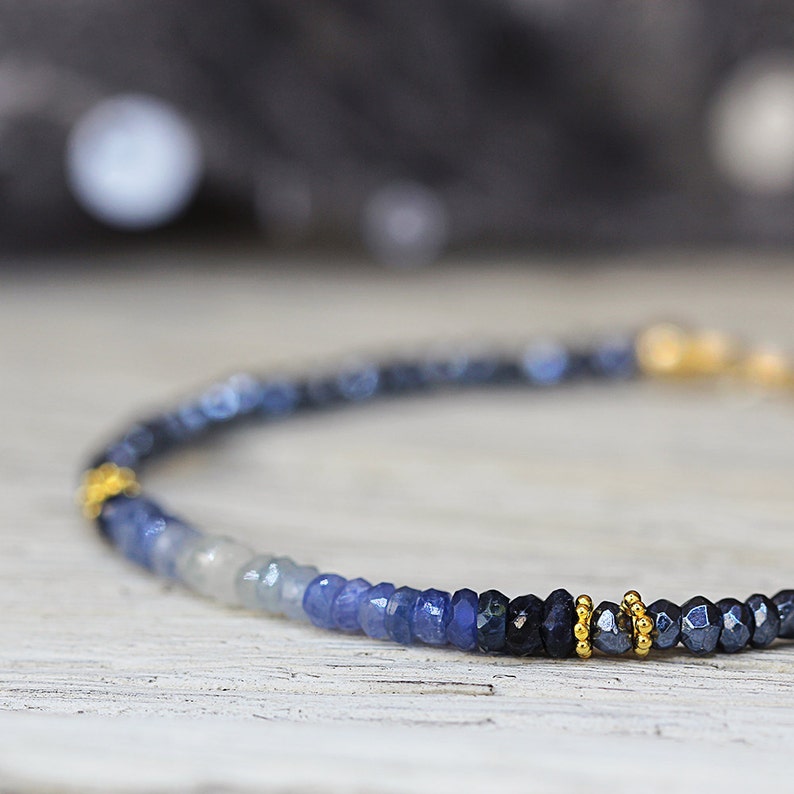 September Birthstone Bracelet Blue Sapphire Bracelet Birthstone Jewelry For Her Ombre Bracelet For Girlfriend