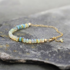 White Opal Bracelet Iridescent Gemstone Bracelet October Birthstone Bracelet Opal Jewelry For Women Fine jewelry Gift For Her image 2