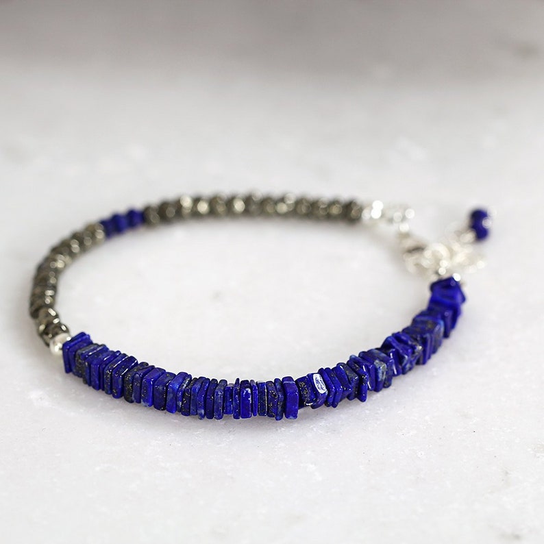 Gemstone Beaded Bracelet Blue Gemstone Bracelet Multi Stone Bracelet Blue Bracelet For Her Lapis Lazuli Bracelet Modern Bracelet