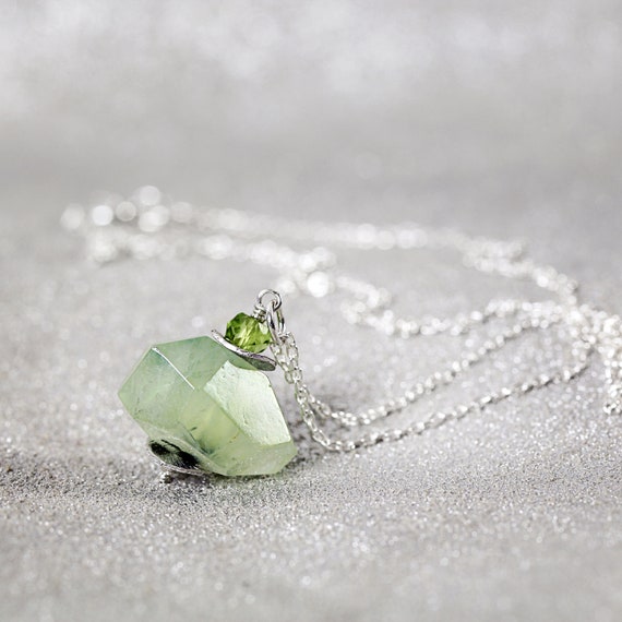 Green Prehnite Pendant - Healing Crystal Necklace