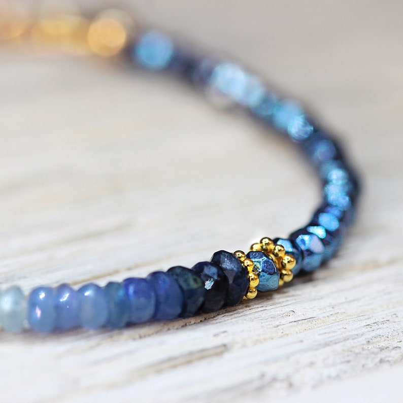 Blue Sapphire Bracelet Ombre Bracelet For Girlfriend September Birthstone Bracelet Birthstone Jewelry For Her Sapphire Fine Jewelry image 4