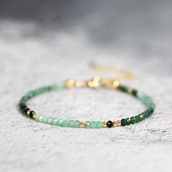 Ombre Emerald Bracelet Gold Fill - May Birthstone Jewellery Gift