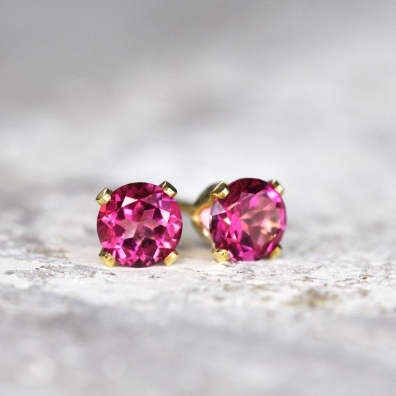 Mystic Pink Topaz Earrings - Hot Pink Earrings