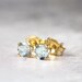Blue Aquamarine Earrings - March Birthstone - Pale Blue Earrings - Genuine Aquamarine Stud Earrings - Gold Earrings - Earrings For Mom 