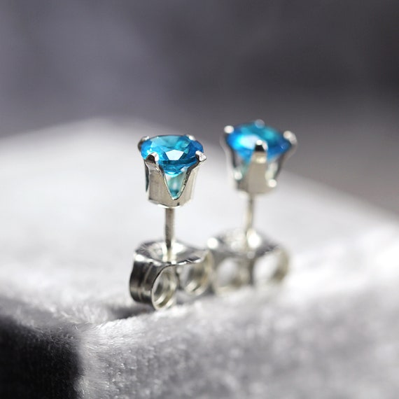 Neon Blue Apatite Stud Earrings - Apatite Ear Studs