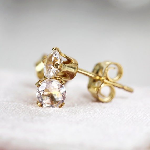 White Topaz Stud Earrings - Stone for Calm, Balance & Confidence