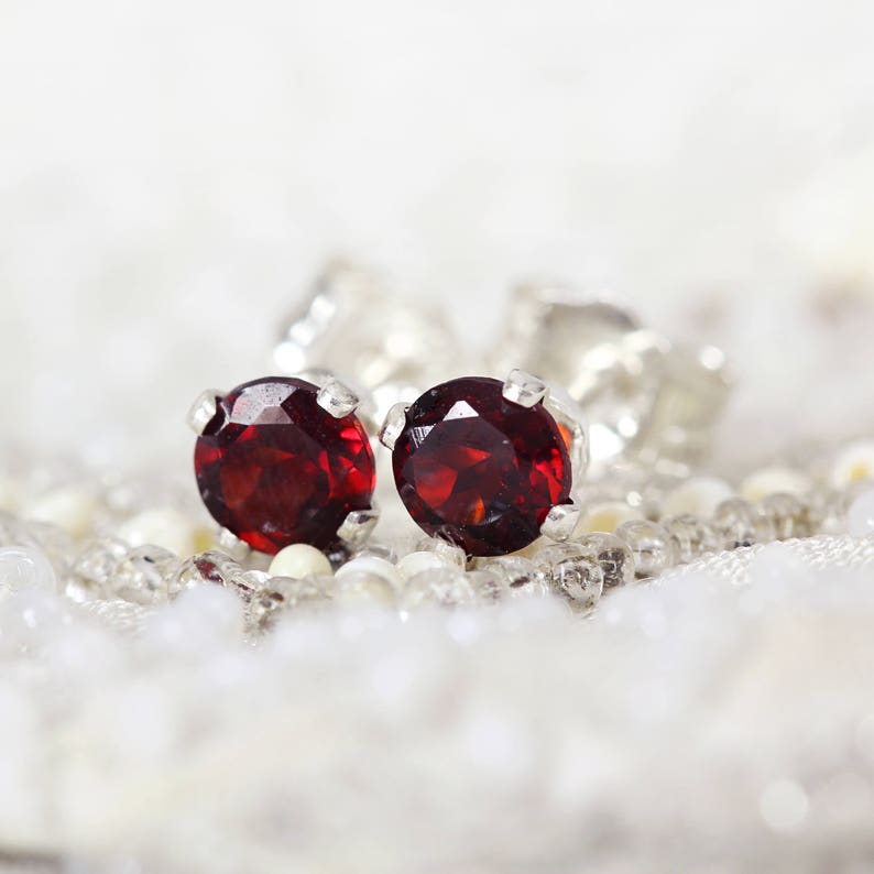 Garnet Stud Earrings Deep Red Earrings January Birthstone Red Garnet Earrings Birthstone Jewelry Christmas Gift For Her image 5