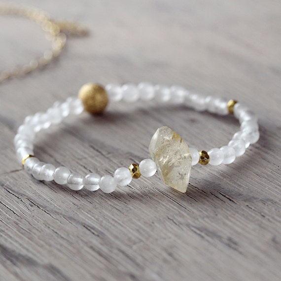 White Jade Bracelet - Citrine Bracelet