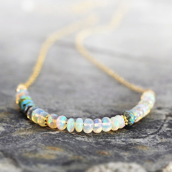 Ethiopian Opal Necklace - Iridescent Gemstone Necklace