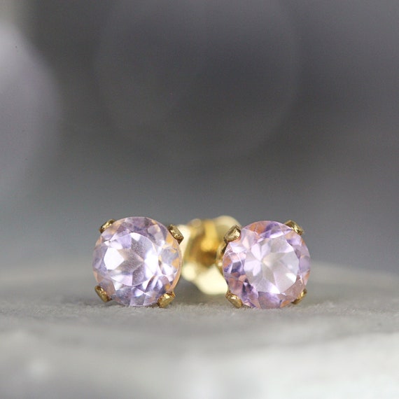 Rose de France Amethyst Stud Earrings - Spiritual, Healing, Protection Stone