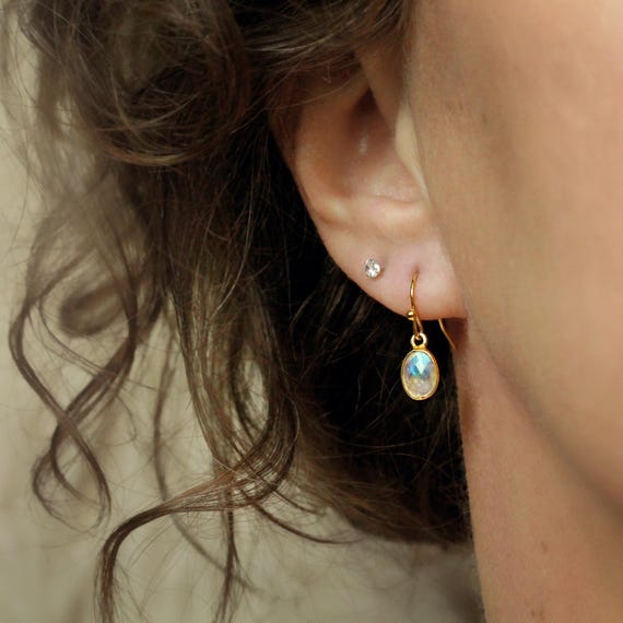 Moonstone Earrings Gold - June Birthstone Drop Earrings