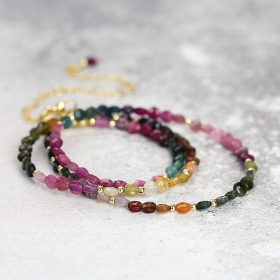 Multi Tourmaline Necklace Gold - October Birthstone Gift