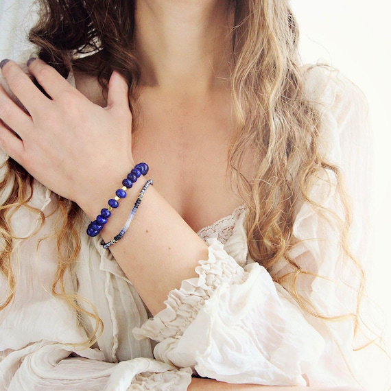 Lapis Lazuli Bracelet - Blue Gemstone Bracelet