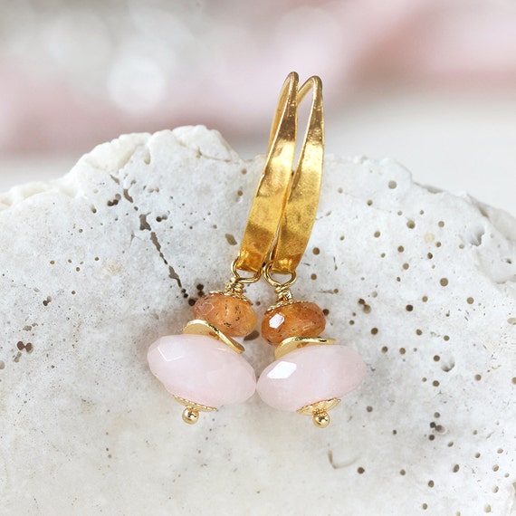 Rose Quartz Earrings - Imperial Topaz Earrings