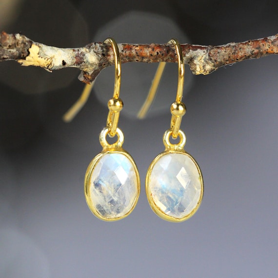Moonstone Earrings Gold - June Birthstone Drop Earrings