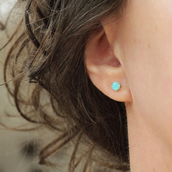 Blue Green Amazonite Earrings - Amazonite Studs