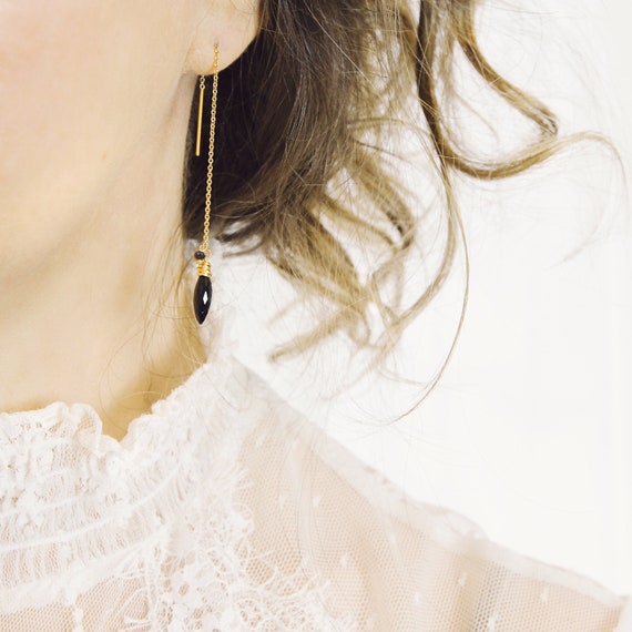 Black Spinel Earrings - Black Diamond Earrings