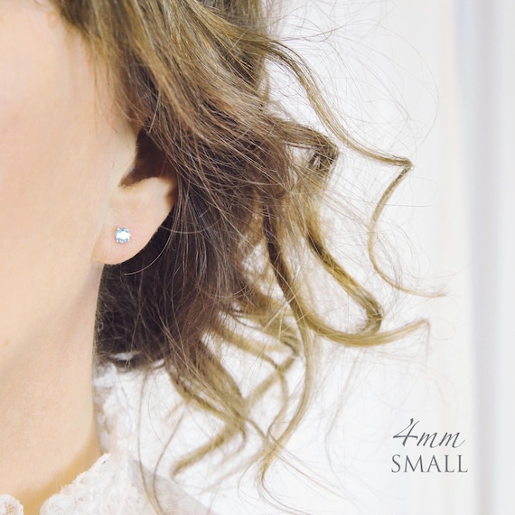 Aquamarine Stud Earrings - Handmade Silver Earrings