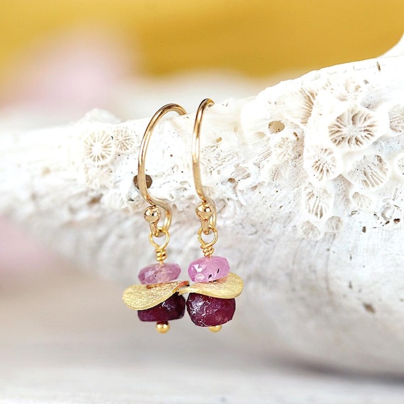 Gold Ruby Earrings - Fine Jewelry Birthstone Gift